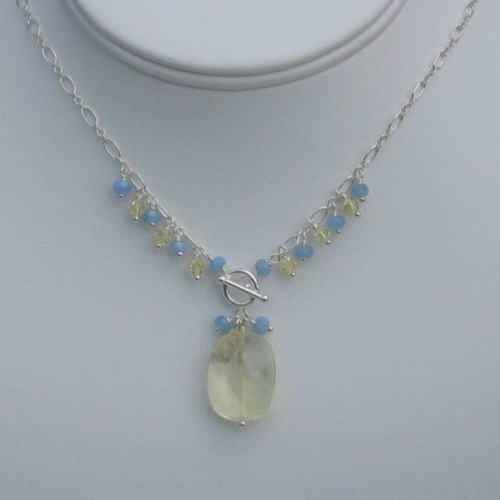Handmade Citrine Blue Agate Necklace set